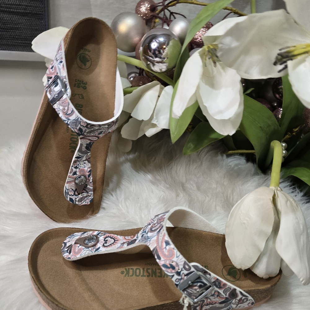 Birkenstock Gizeh Paisley Pattern (Vegan) Womens Paisley Light Rose New - Picture 2 of 6